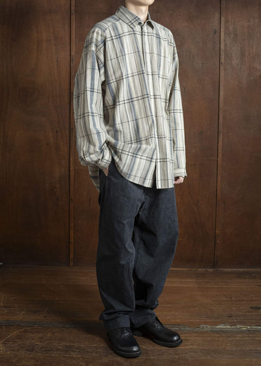 JAN-JAN VAN ESSCHE SHIRT#110 SHIRT JACKET WITH HIGH Madras Plaid Plaster