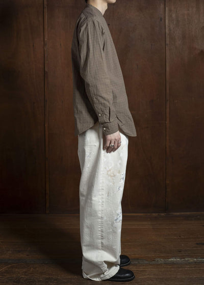 Taiga Takahashi Band Collar Shirt Lot.104 Brown