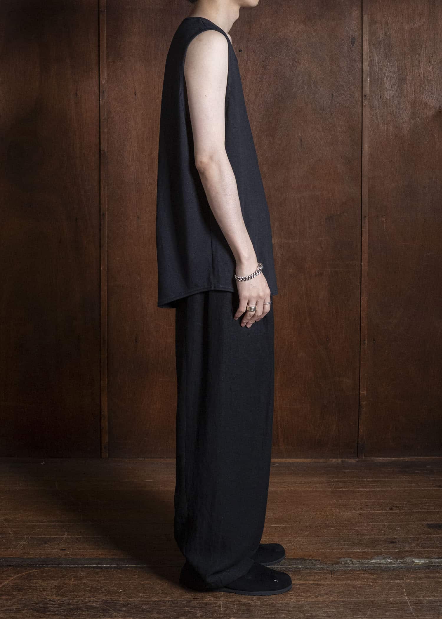 shi shi 26S3C2BK COCOON-wide tank top BK