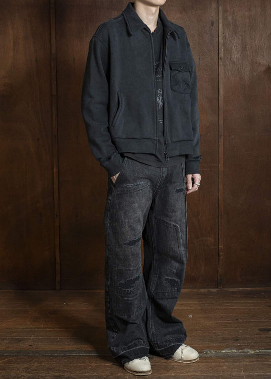 Professor.E AGED SINGLE POCKET WASHED BLACK 26SS-PE-JKT-04