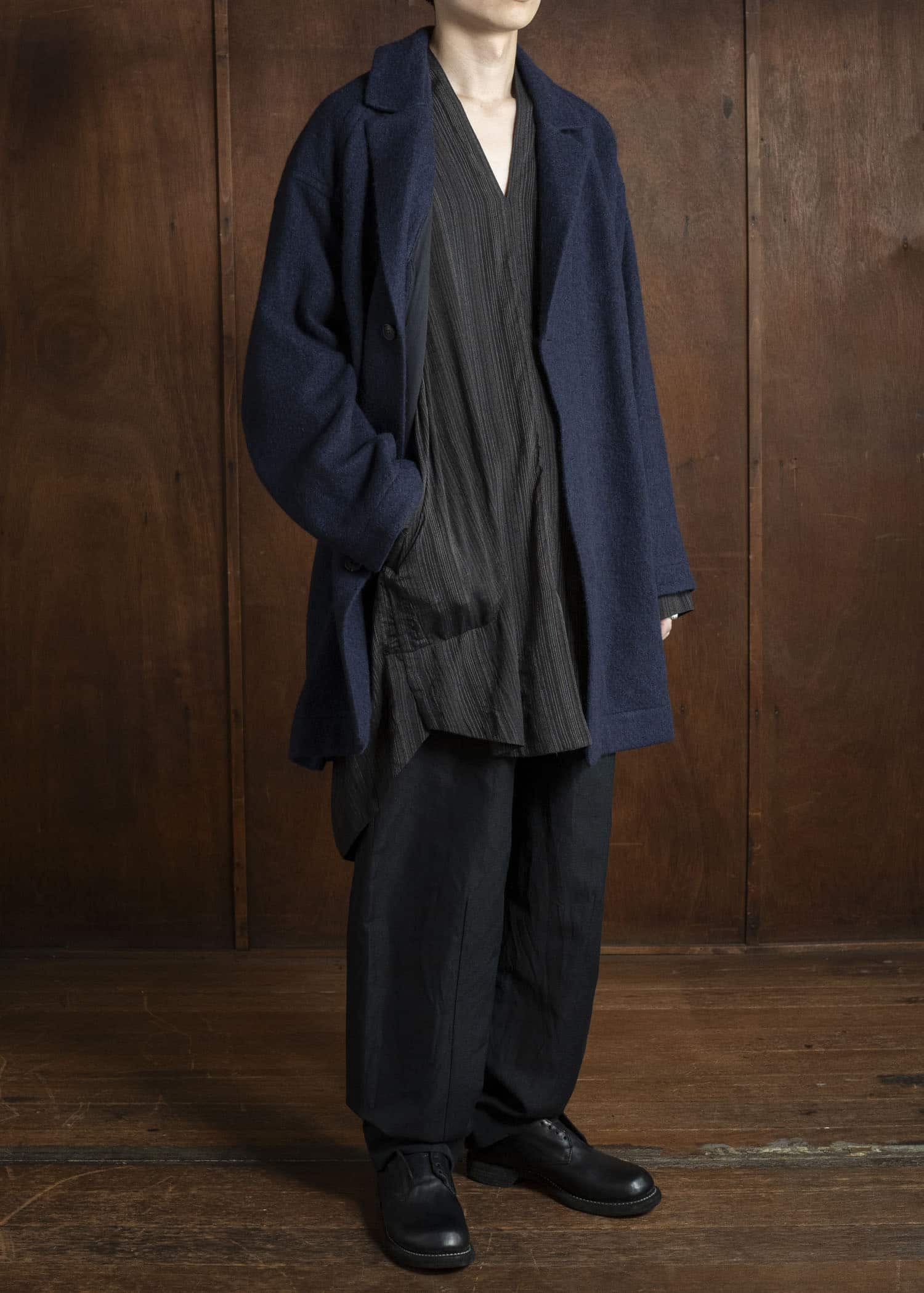 JAN-JAN VAN ESSCHE COAT#33 BLAZER-STYLE OVERCOAT Brushed Alpaca Wool