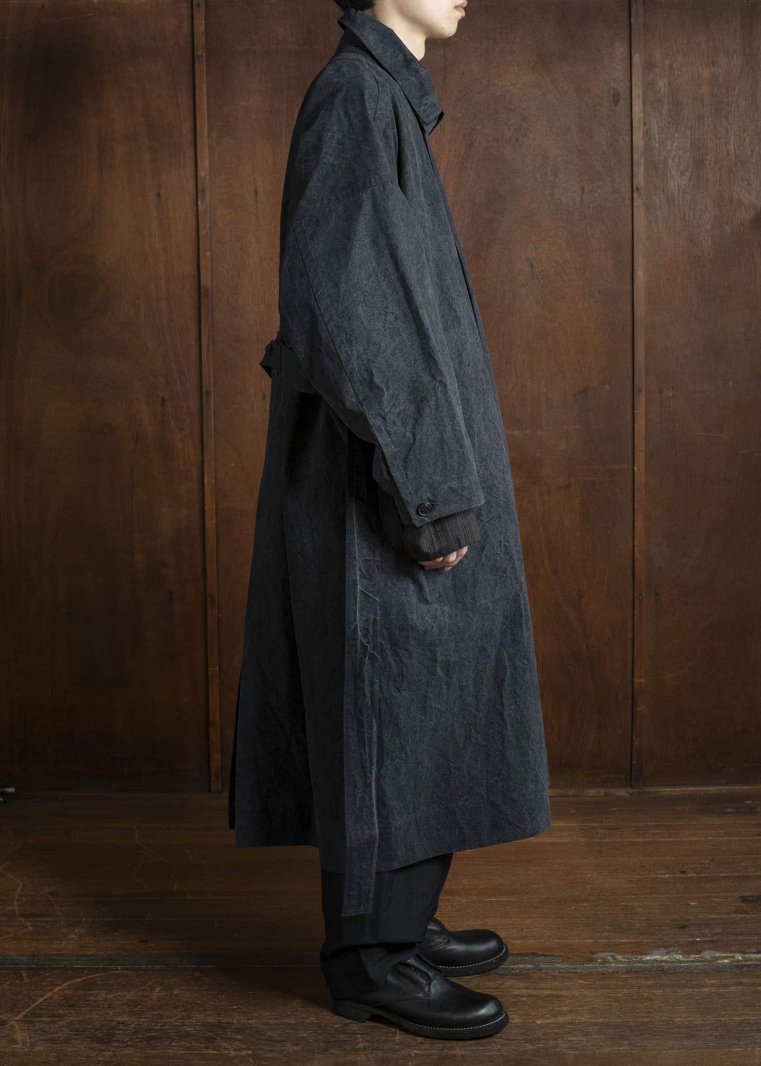 JAN-JAN VAN ESSCHE COAT#34 LONG COAT Time Washed Canvas Black