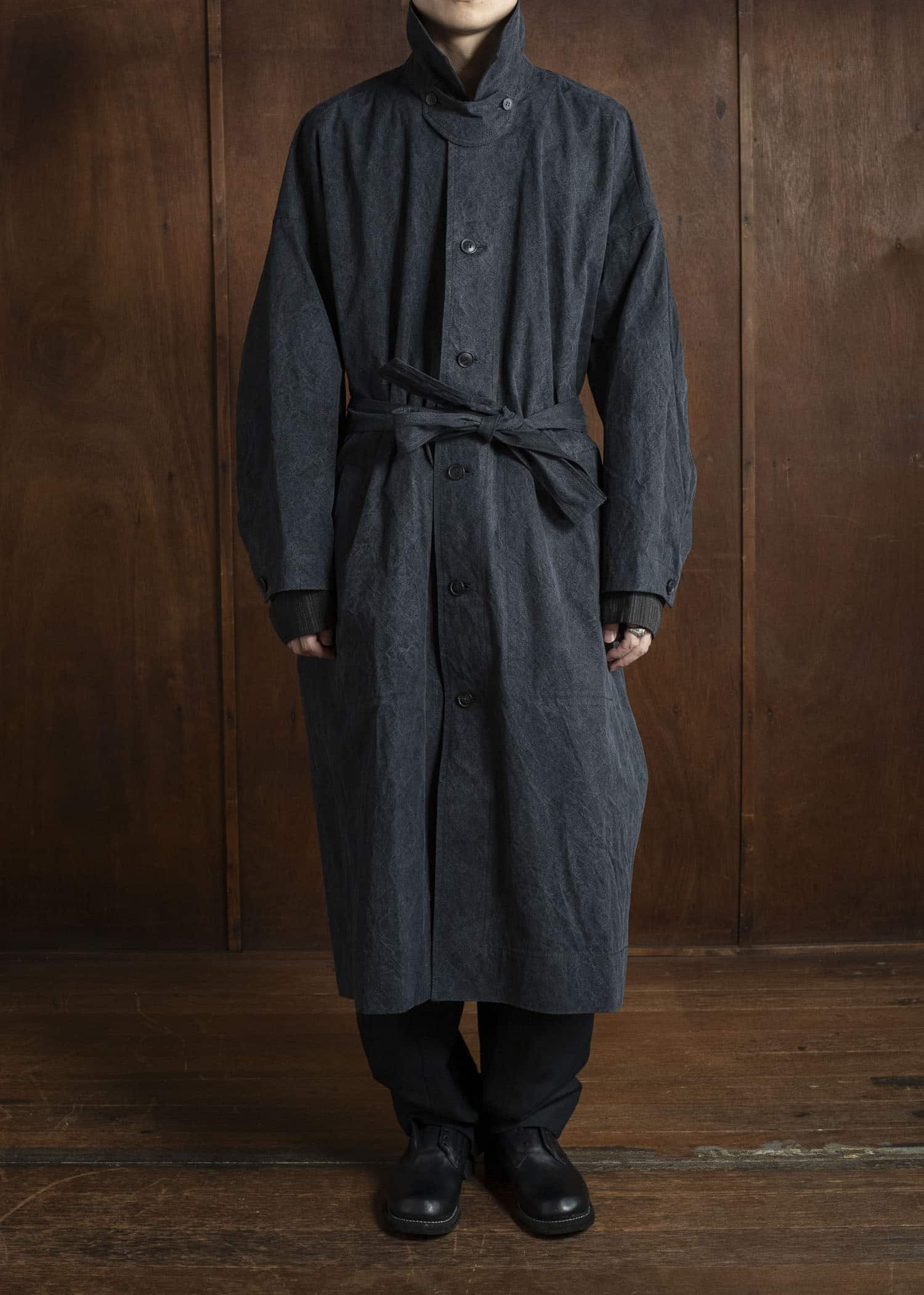 JAN-JAN VAN ESSCHE COAT#34 LONG COAT Time Washed Canvas Black