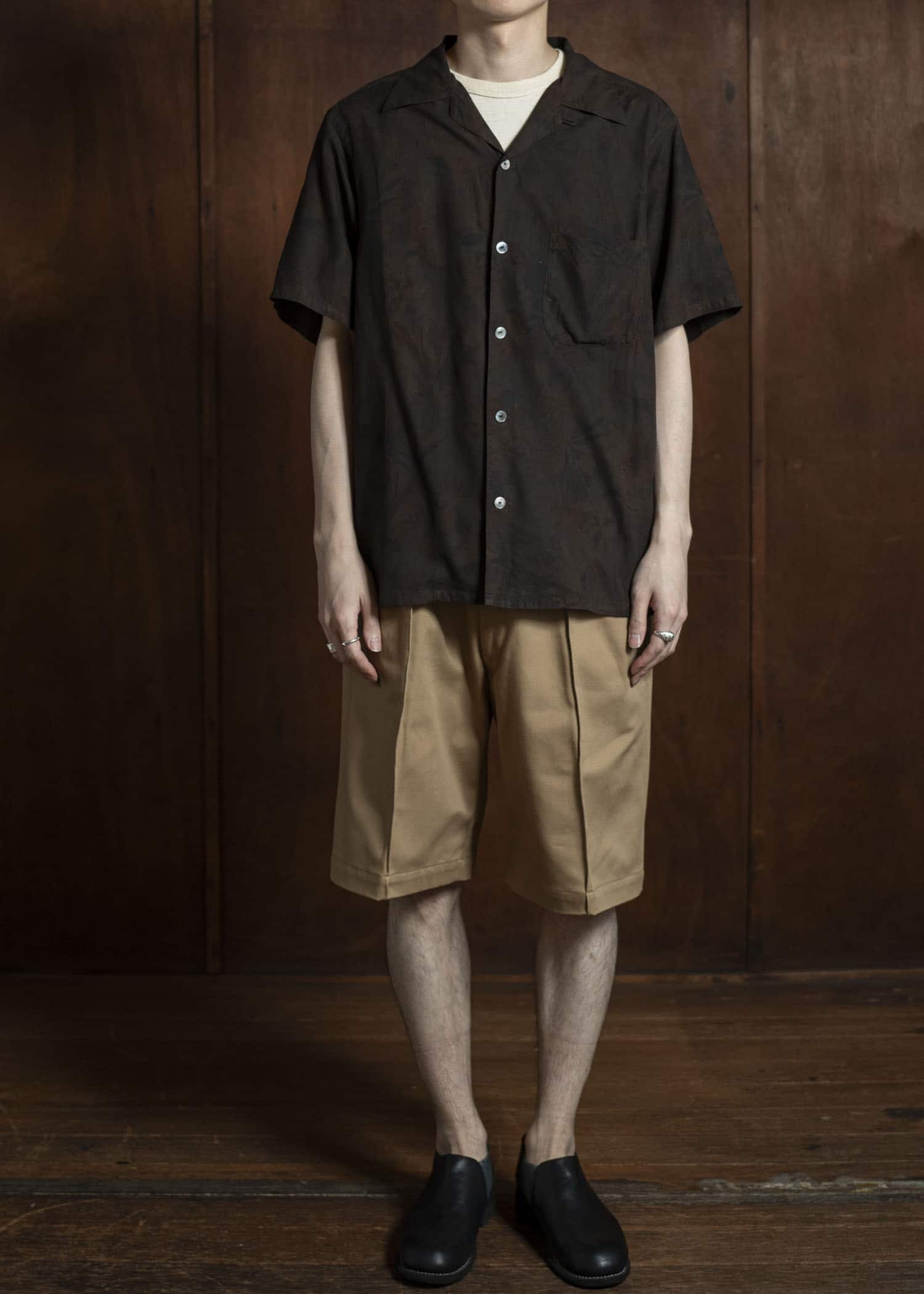 Taiga Takahashi Open Collar Shirt Lot.113 Mud Dyed Brown