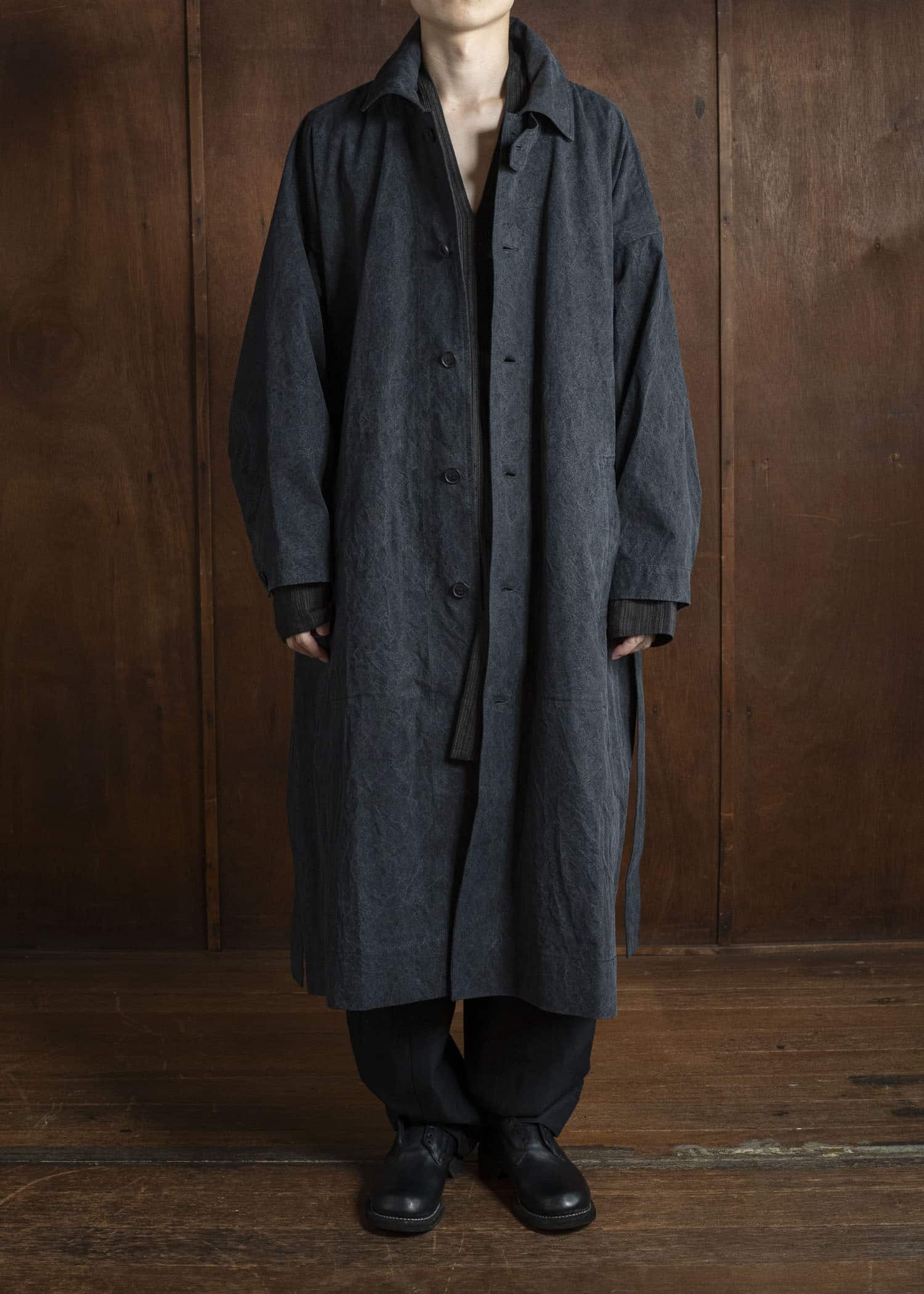 JAN-JAN VAN ESSCHE COAT#34 LONG COAT Time Washed Canvas Black