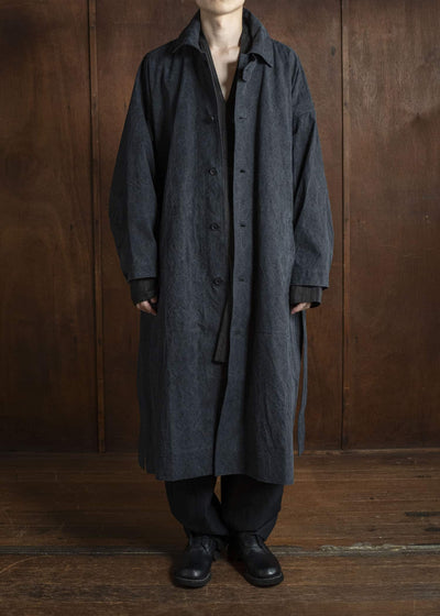 JAN-JAN VAN ESSCHE COAT#34 LONG COAT Time Washed Canvas Black