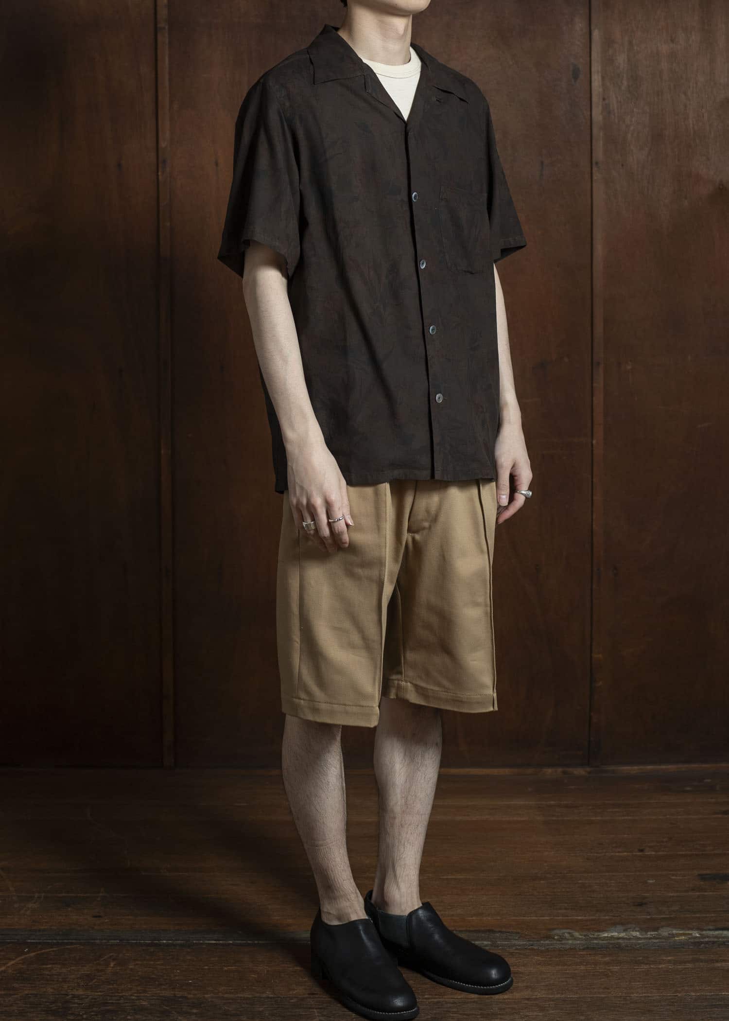 Taiga Takahashi Open Collar Shirt Lot.113 Mud Dyed Brown