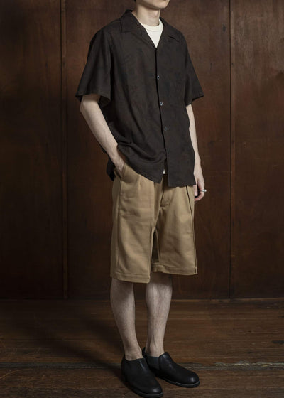 Taiga Takahashi Open Collar Shirt Lot.113 Mud Dyed Brown