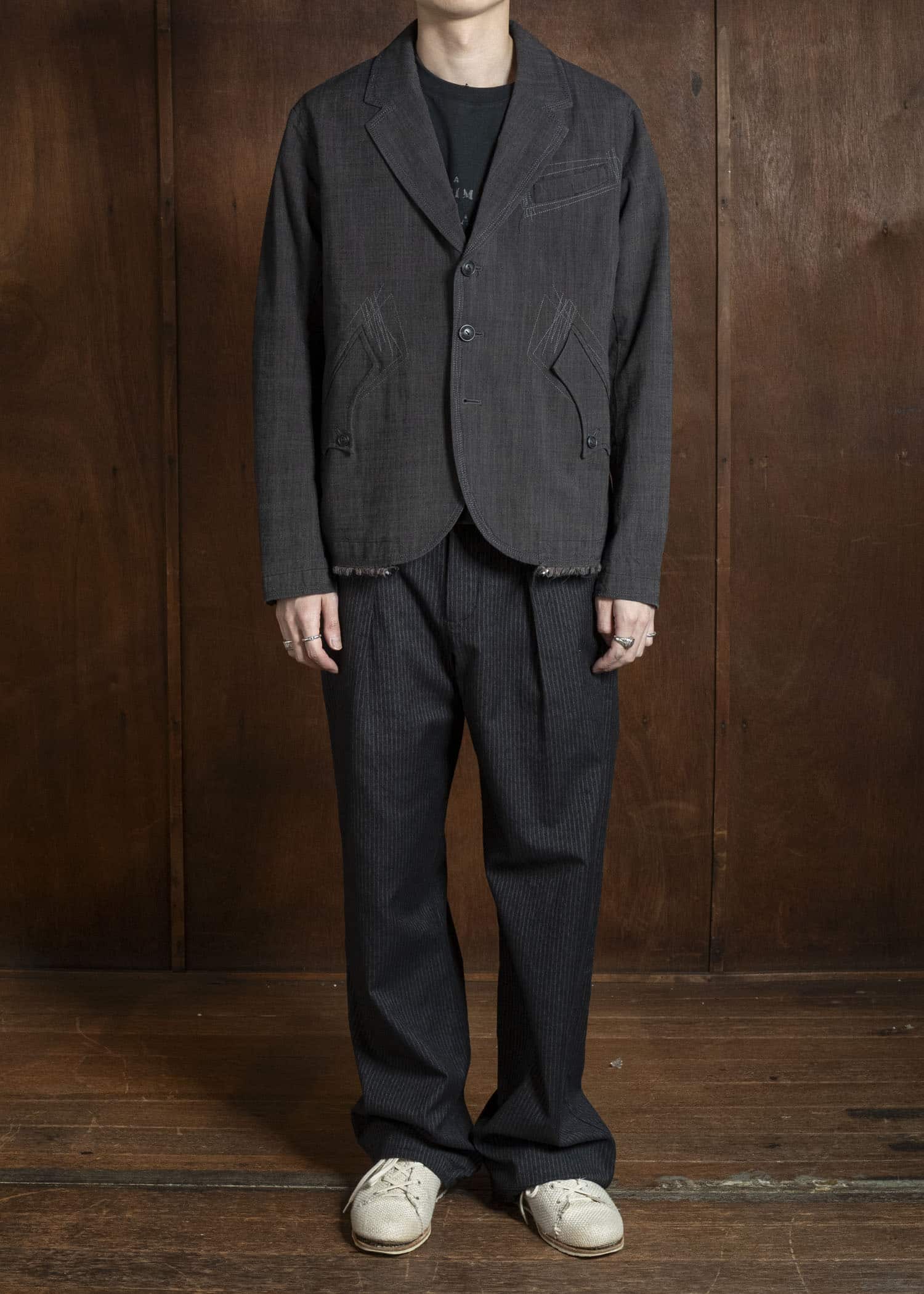 Professor.E ZIG-ZAG STITCH BLAZER DUST GREY 26SS-PE-JKT-05