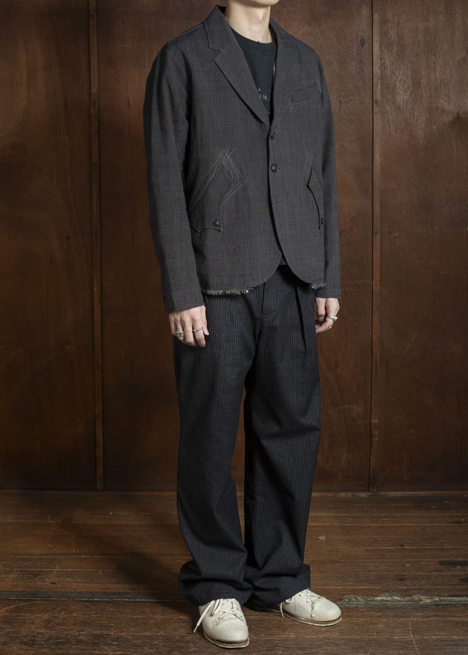 Professor.E ZIG-ZAG STITCH BLAZER DUST GREY 26SS-PE-JKT-05