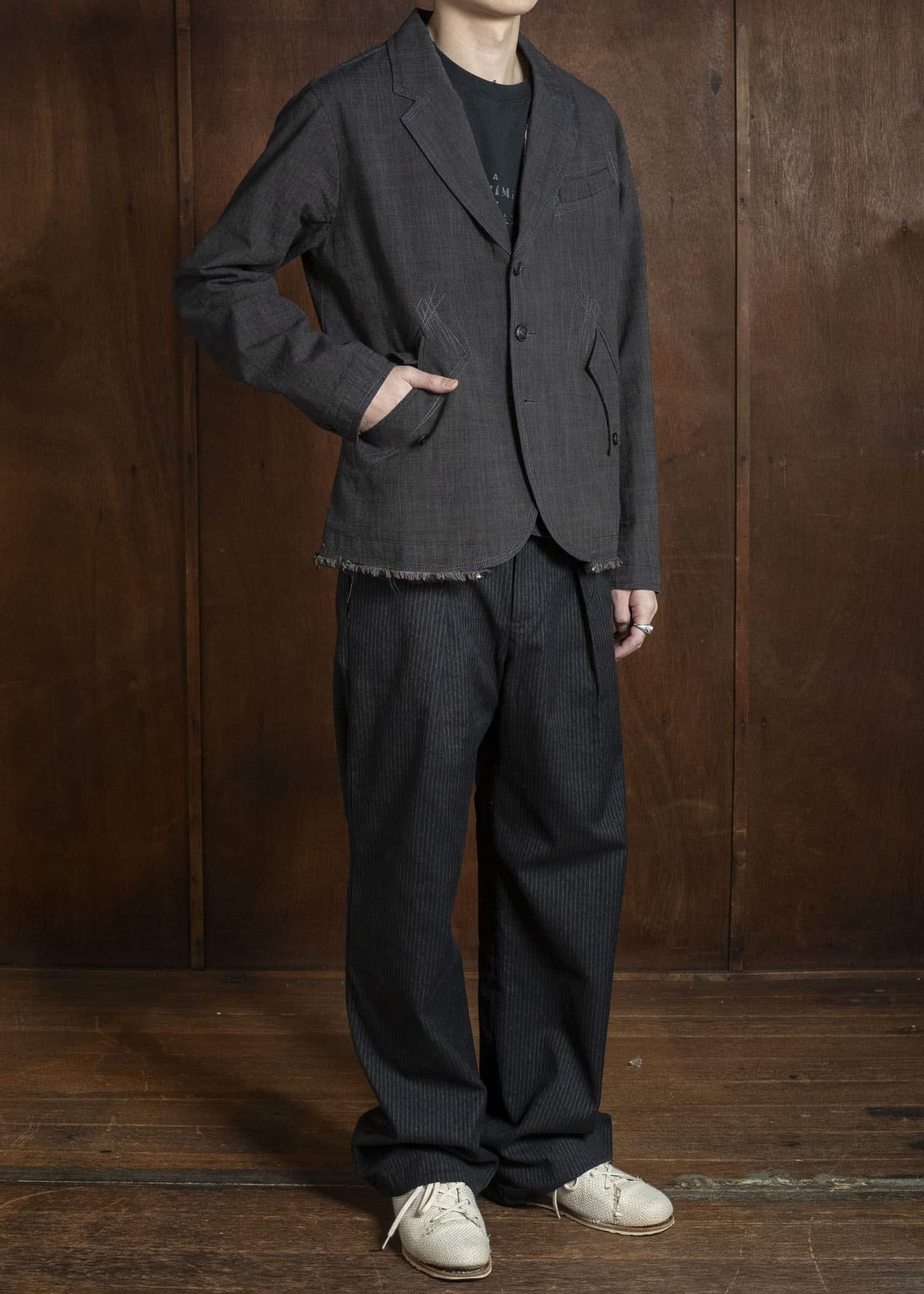 Professor.E ZIG-ZAG STITCH BLAZER DUST GREY 26SS-PE-JKT-05