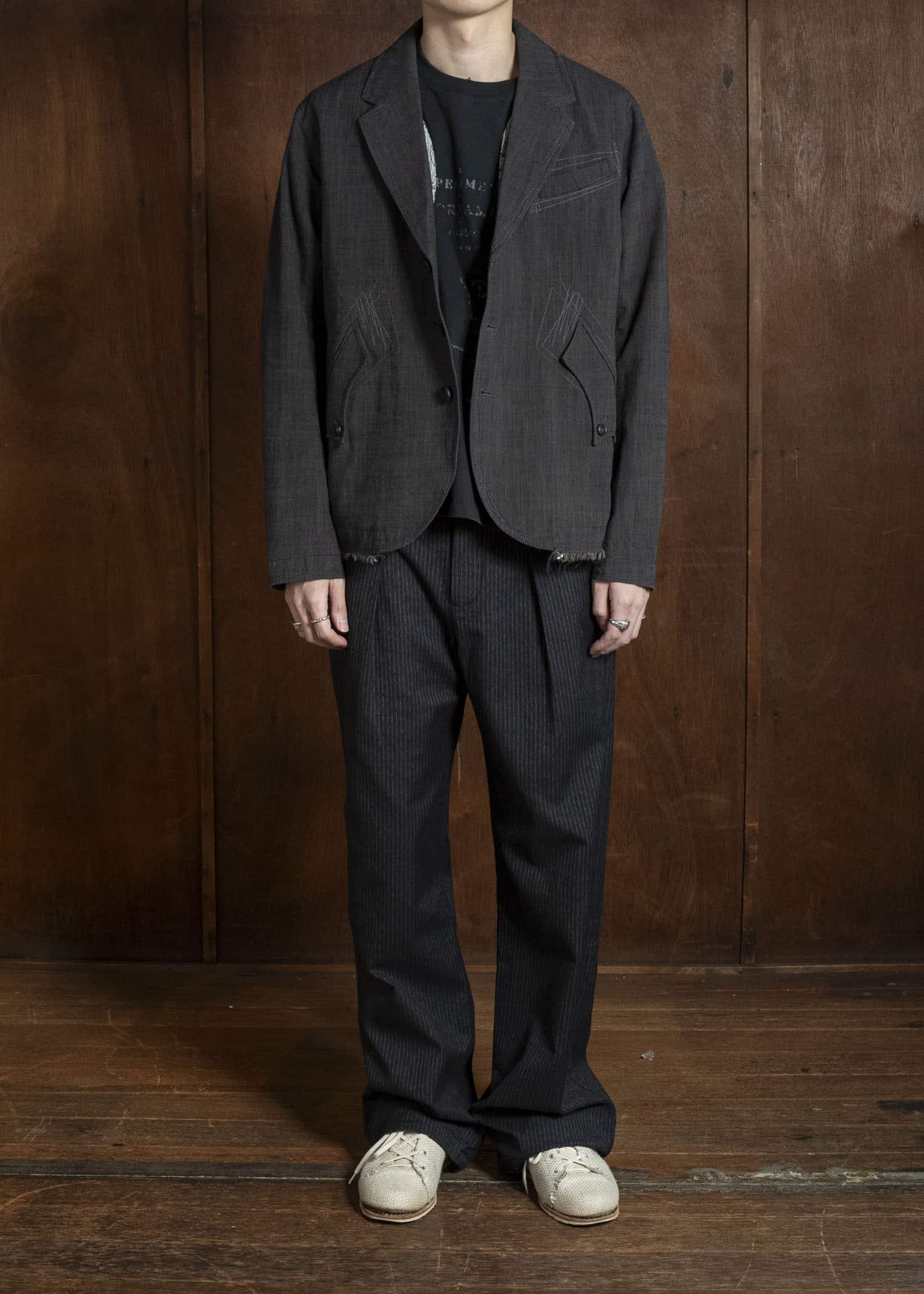 Professor.E ZIG-ZAG STITCH BLAZER DUST GREY 26SS-PE-JKT-05