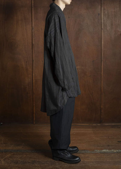 JAN-JAN VAN ESSCHE TUNIC#42 KIMONO COLLAR LOOSE FIT TUNIC Light Shiring Multi Striped