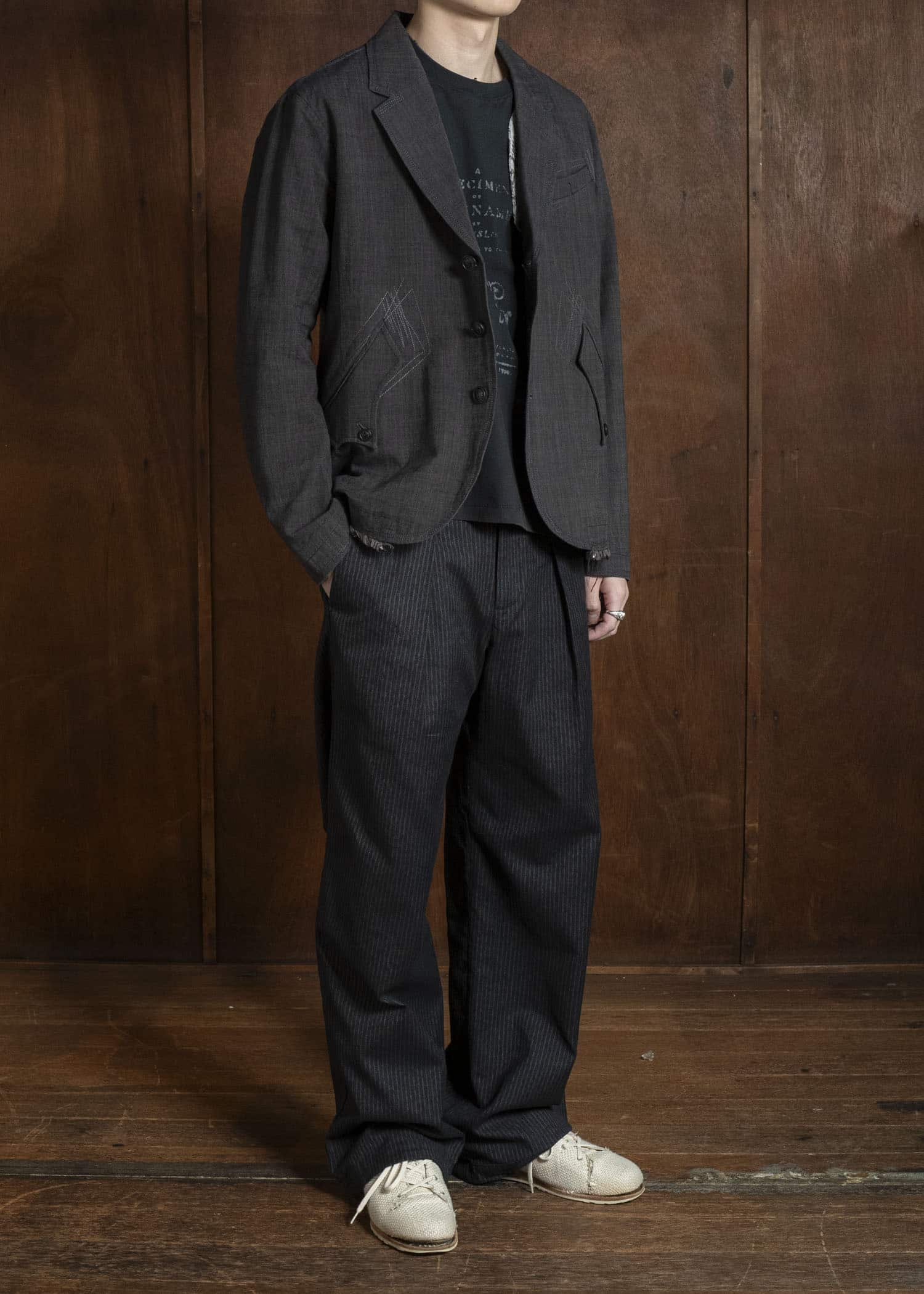 Professor.E ZIG-ZAG STITCH BLAZER DUST GREY 26SS-PE-JKT-05