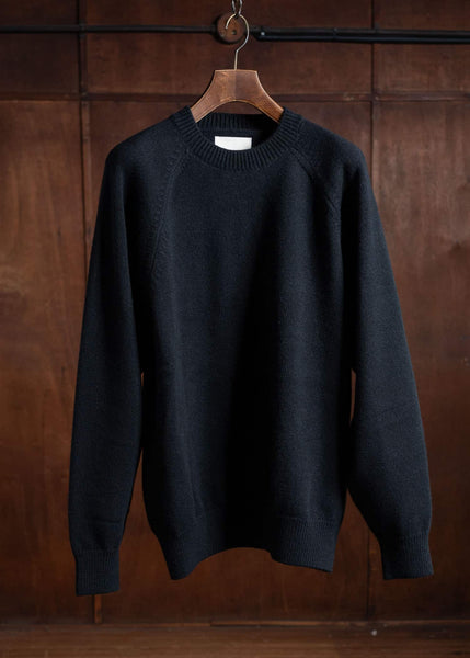 YOKO SAKAMOTO Raglan Crew Neck Knit Black YS-24AW-96-Black