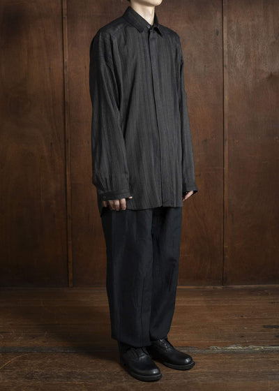 JAN-JAN VAN ESSCHE TROSERS #72 CHINO STYLE TROUSERS Linen Wool Twill Pitch Black