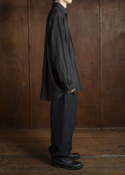 JAN-JAN VAN ESSCHE TROSERS #72 CHINO STYLE TROUSERS Linen Wool Twill Pitch Black