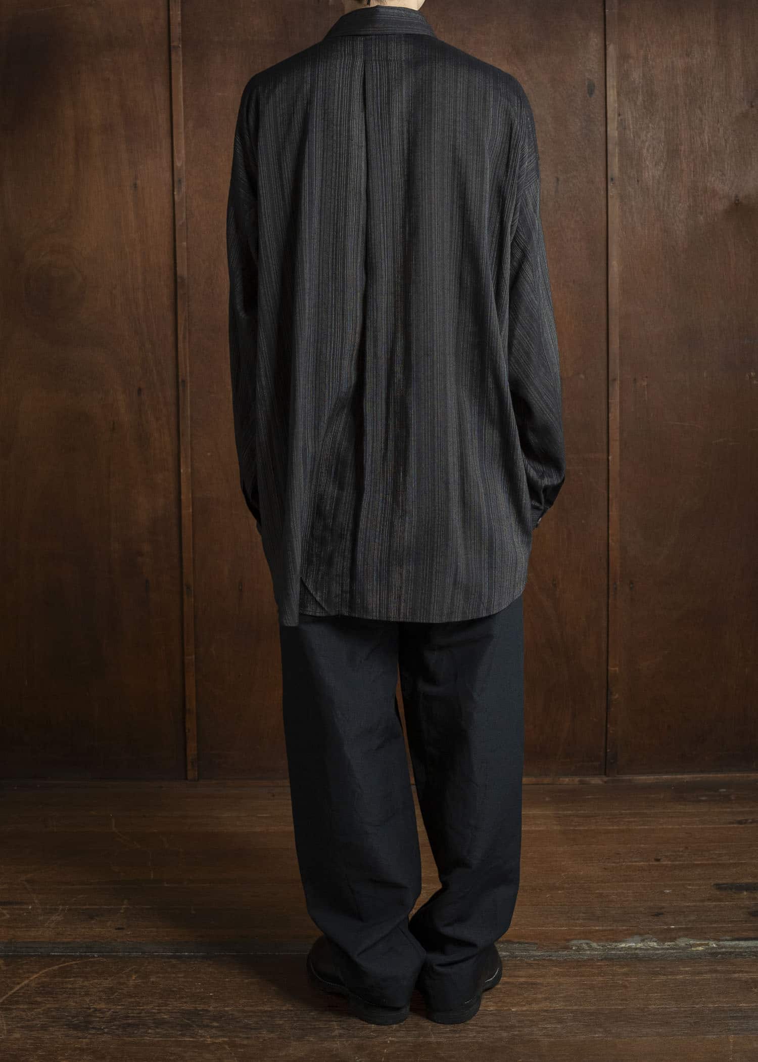 JAN-JAN VAN ESSCHE TROSERS #72 CHINO STYLE TROUSERS Linen Wool Twill Pitch Black