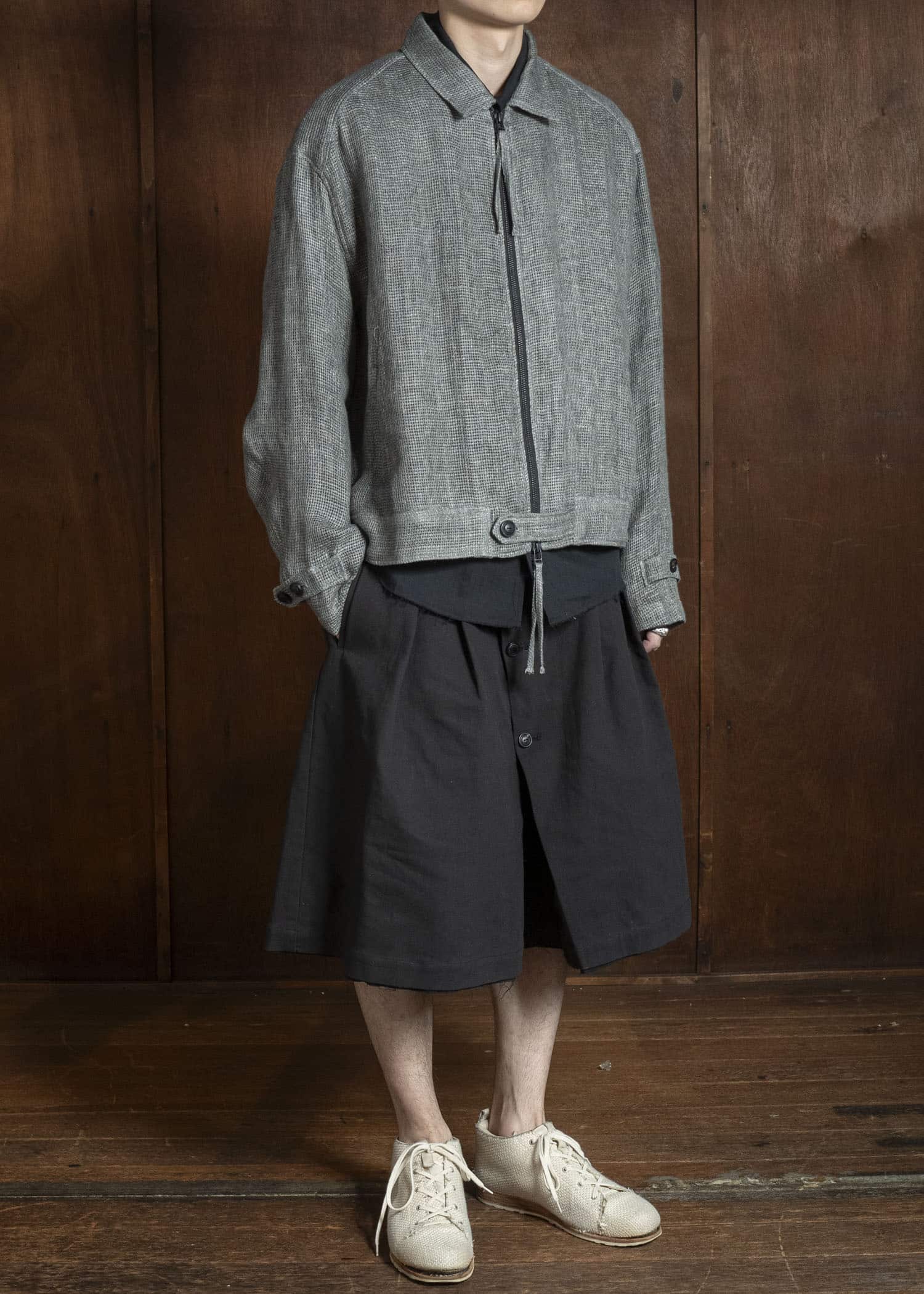 Professor.E BUTTON DRAFT SHORTS BLACK 26SS-PE-TRS-01