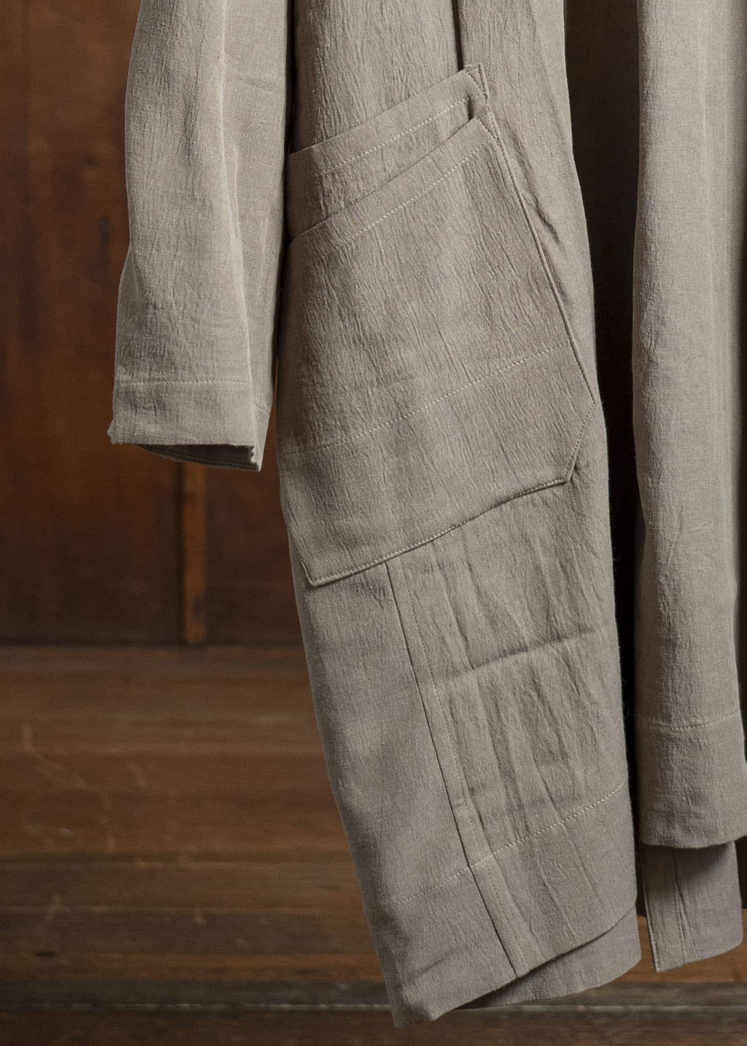 JAN-JAN VAN ESSCHE TUNIC#39-WRINKLED CLOTH EARTH Long Tunic With Patched Pockets Wrinkled Cloth Earth
