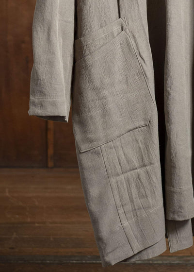 JAN-JAN VAN ESSCHE TUNIC#39-WRINKLED CLOTH EARTH Long Tunic With Patched Pockets Wrinkled Cloth Earth