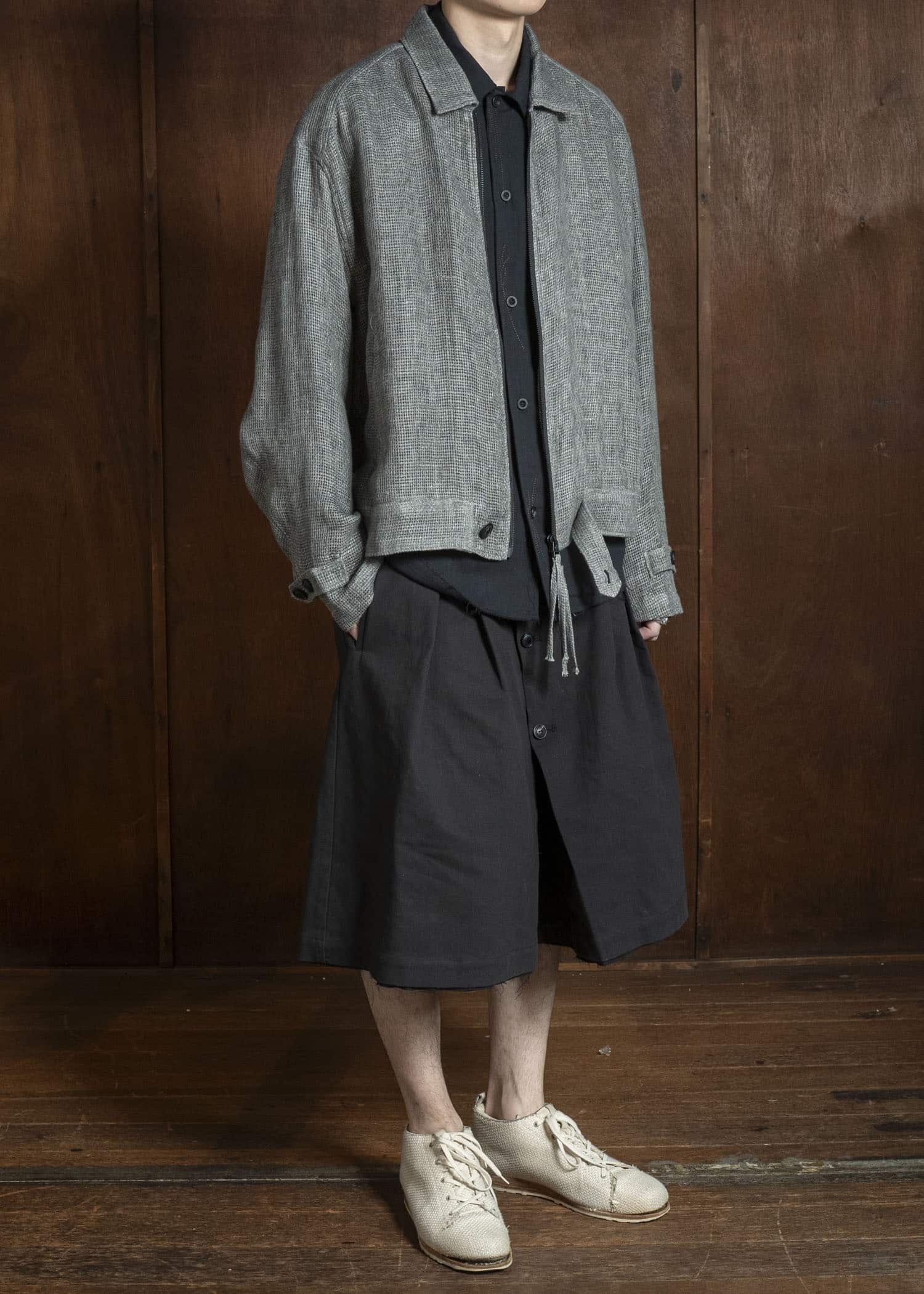 Professor.E BUTTON DRAFT SHORTS BLACK 26SS-PE-TRS-01