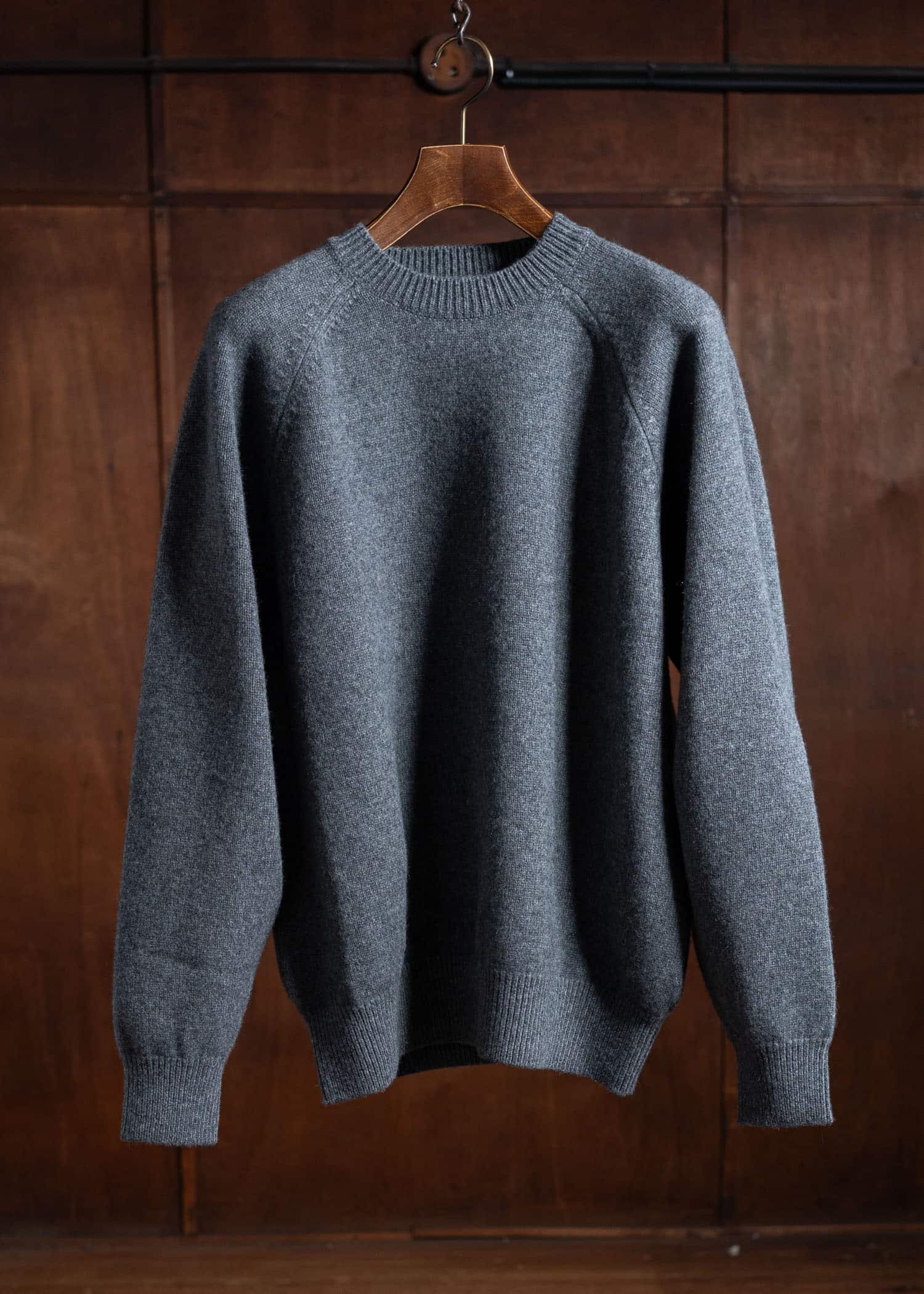 YOKO SAKAMOTO Raglan Crew Neck Knit Chacoal Gray YS-24AW-96-Chacoal Gray