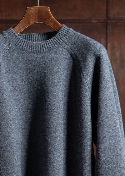 YOKO SAKAMOTO Raglan Crew Neck Knit Chacoal Gray YS-24AW-96-Chacoal Gray