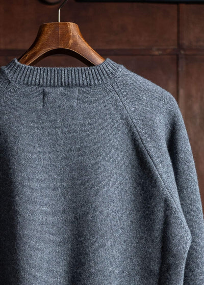 YOKO SAKAMOTO Raglan Crew Neck Knit Chacoal Gray YS-24AW-96-Chacoal Gray