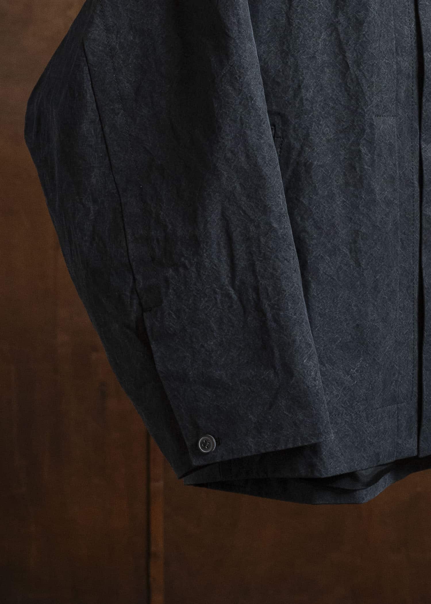 JAN-JAN VAN ESSCHE JACKET #61 JACKET WITH HIGH NECK STANDING COLLAR Time Washed Canvas Black