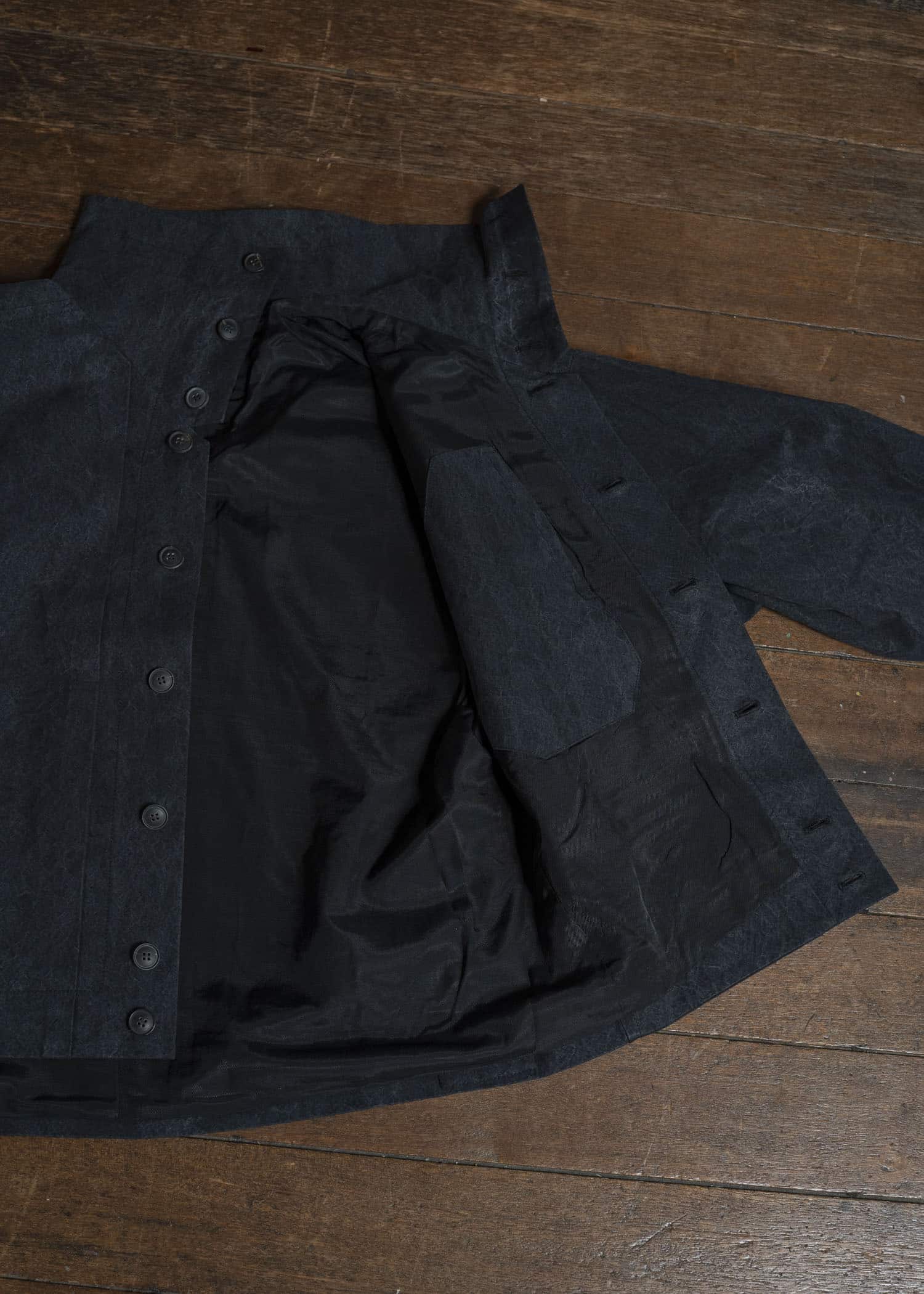 JAN-JAN VAN ESSCHE JACKET #61 JACKET WITH HIGH NECK STANDING COLLAR Time Washed Canvas Black