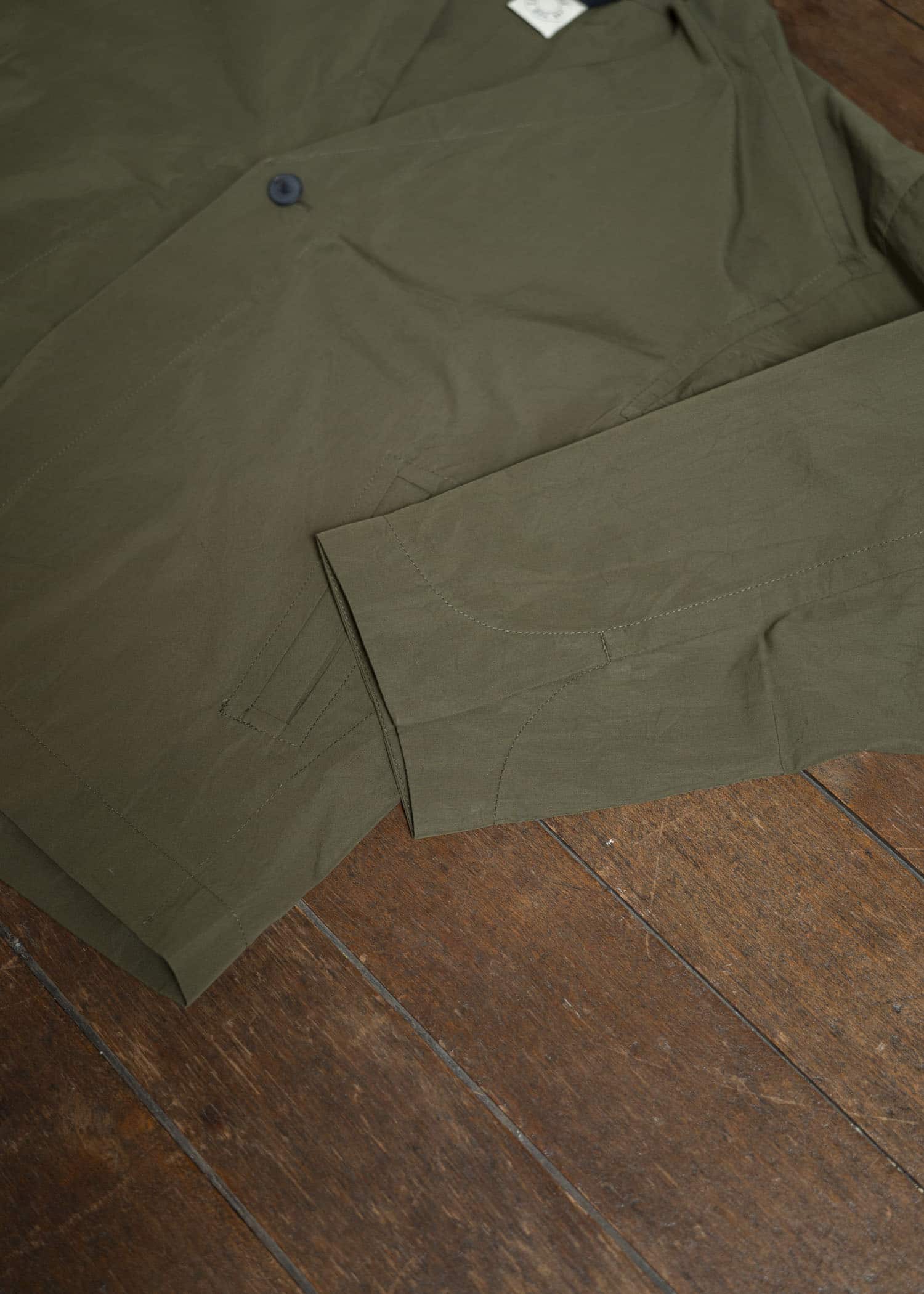 JAN-JAN VAN ESSCHE JACKET#59-COTTON SILK CANVAS ARMY GREEN Unlined Collarless Blazer Cotton Silk Canvas Army Green