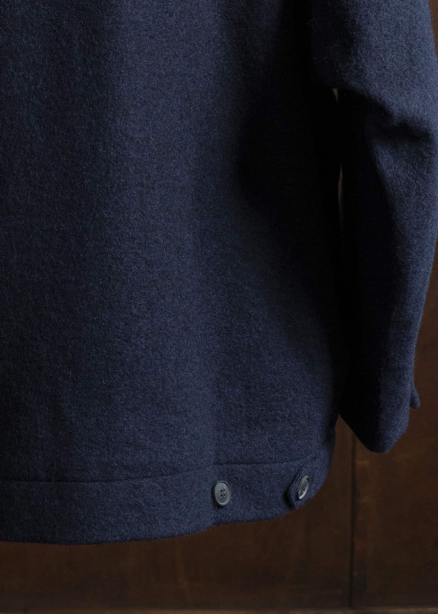 JAN-JAN VAN ESSCHE JACKET#61 JACKET WITH HIGH, STANDING COLLAR AND FRONT PLEAT Brushed Alpaca Wool Midnight