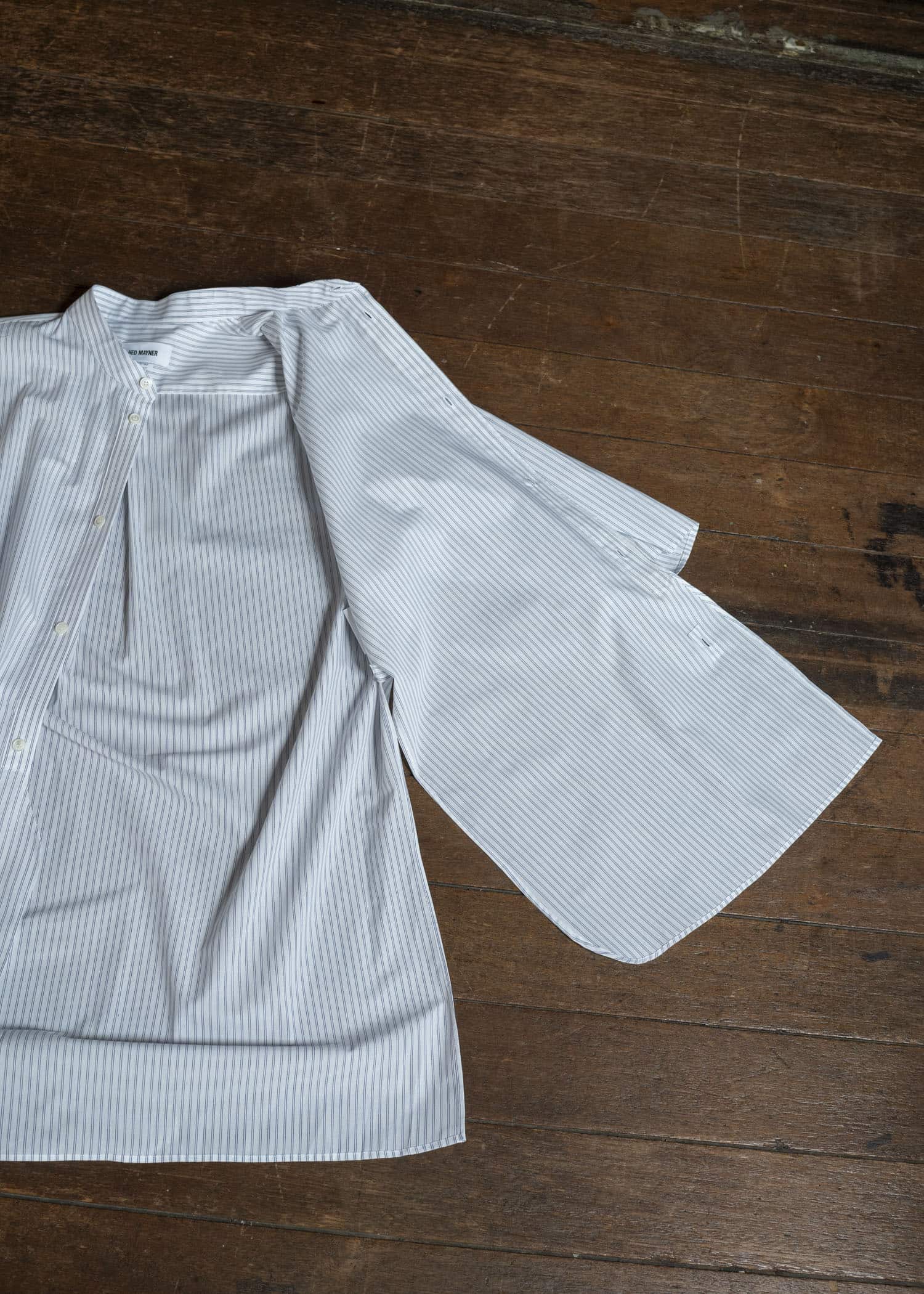 HED MAYNER PIN STRIPED COTTON SHIRT WHITE-GRAY HMMC60049AHC266