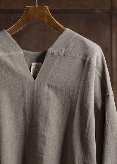 JAN-JAN VAN ESSCHE TUNIC#38-WRINKLED CLOTH EARTH Oversized Long Sleeve Tunic With Roll-Up Sleeves Wrinkled Cloth Earth