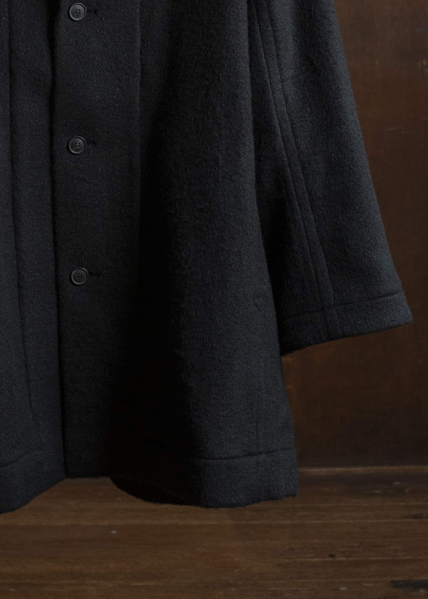 JAN-JAN VAN ESSCHE COAT#33 BLAZER-STYLE OVERCOAT Washed Velvet Yak Jet Black