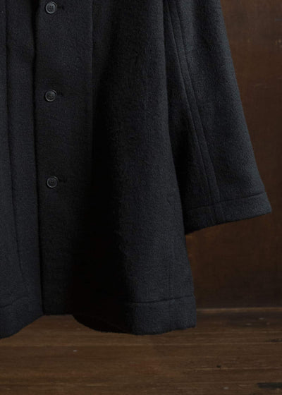 JAN-JAN VAN ESSCHE COAT#33 BLAZER-STYLE OVERCOAT Washed Velvet Yak Jet Black