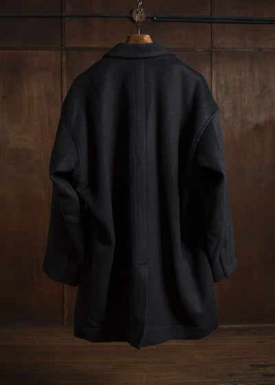 JAN-JAN VAN ESSCHE COAT#33 BLAZER-STYLE OVERCOAT Washed Velvet Yak Jet Black