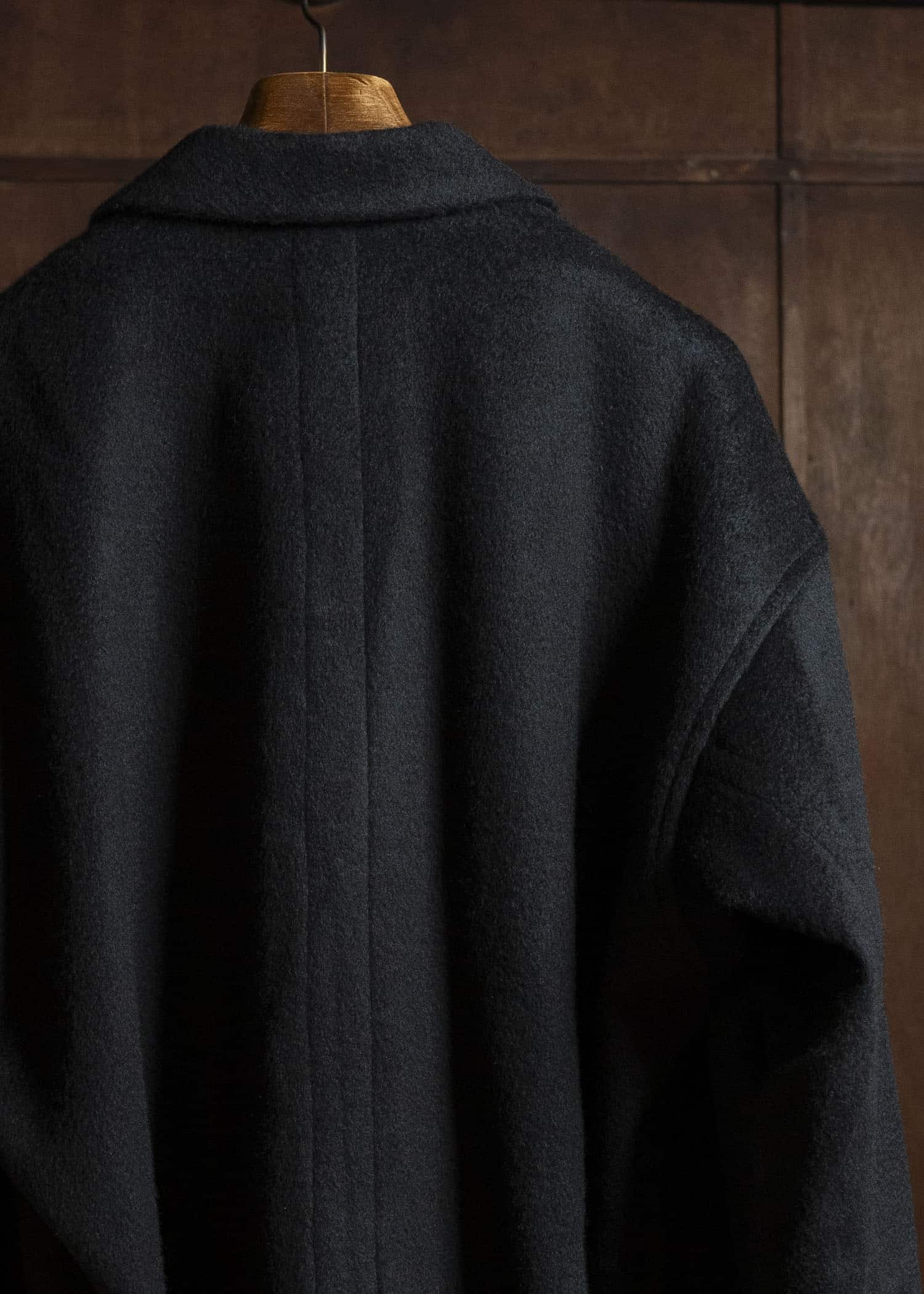 JAN-JAN VAN ESSCHE COAT#33 BLAZER-STYLE OVERCOAT Washed Velvet Yak Jet Black