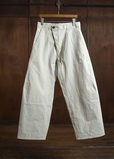 JAN-JAN VAN ESSCHE TROUSERS#84-TIME WASHED CANVAS CHALK Oversized 6-Pocket Workwear Style Trousers Time Washed Canvas Chalk