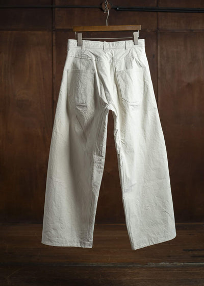 JAN-JAN VAN ESSCHE TROUSERS#84-TIME WASHED CANVAS CHALK Oversized 6-Pocket Workwear Style Trousers Time Washed Canvas Chalk