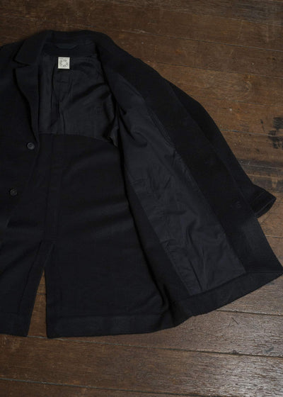 JAN-JAN VAN ESSCHE COAT#33 BLAZER-STYLE OVERCOAT Washed Velvet Yak Jet Black