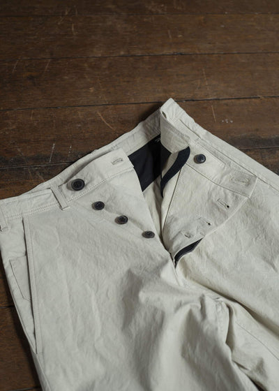 JAN-JAN VAN ESSCHE TROUSERS#84-TIME WASHED CANVAS CHALK Oversized 6-Pocket Workwear Style Trousers Time Washed Canvas Chalk