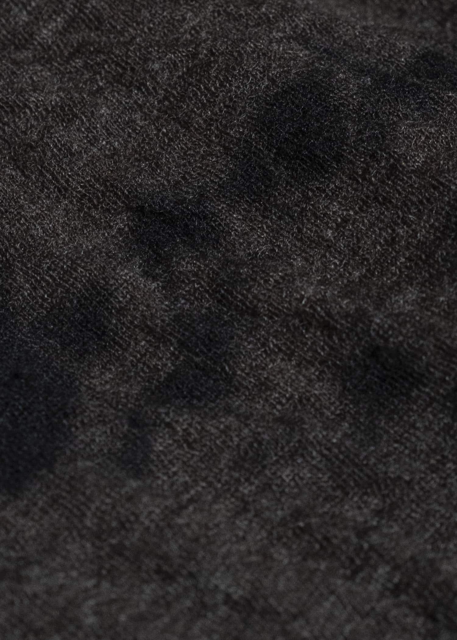 SUZUSAN 2075WC-010 Dual Layered Wool Cotton Jersey Long Sleeve T-Shirt / Madara Shibori 1069 Black-Raw Umber