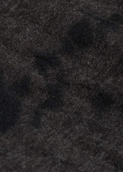 SUZUSAN 2075WC-010 Dual Layered Wool Cotton Jersey Long Sleeve T-Shirt / Madara Shibori 1069 Black-Raw Umber