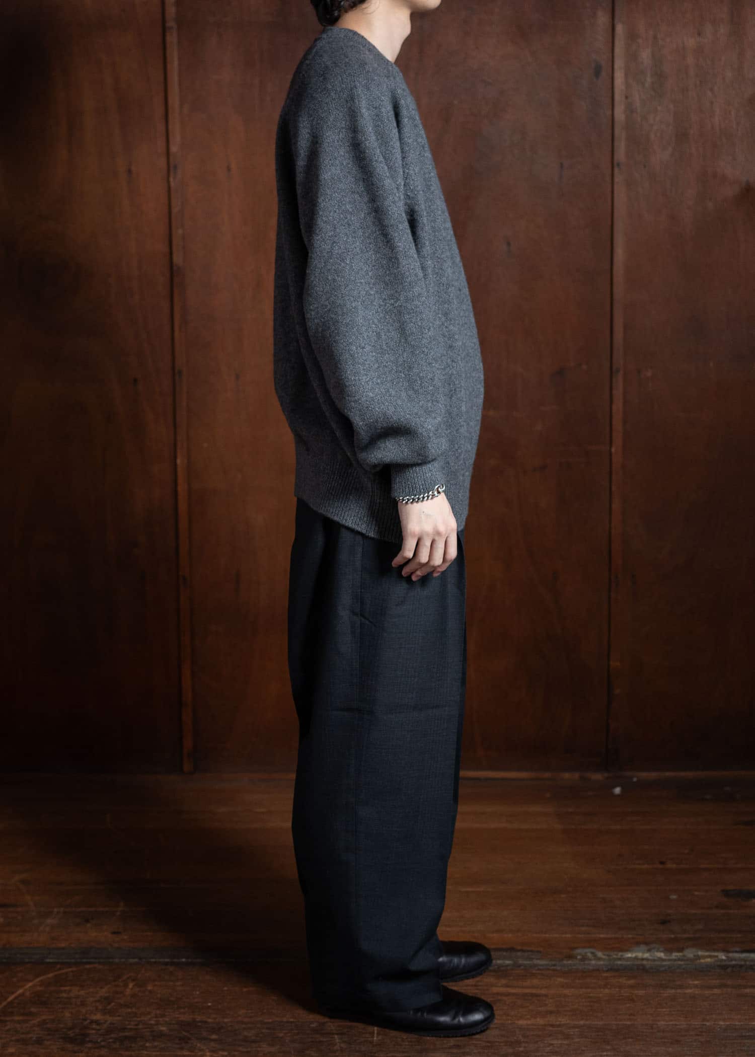 YOKO SAKAMOTO Classic Wide Trousers Chacoal Gray YS-24AW-29-Chacoal Gray