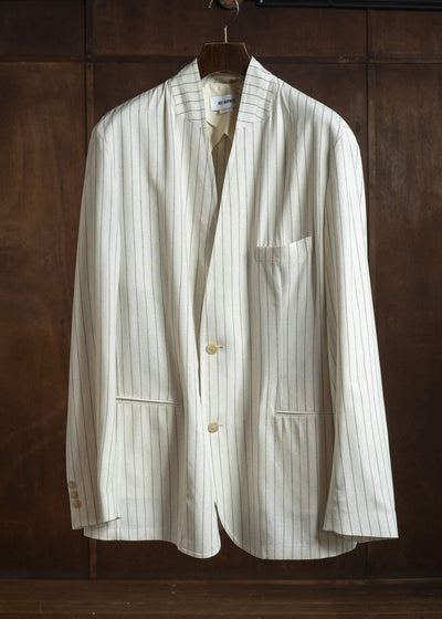 HED MAYNER PIN STRIPED VISCOSE/LINEN JACKET BEIGE PIN STRIPE HMMC15035AHC265
