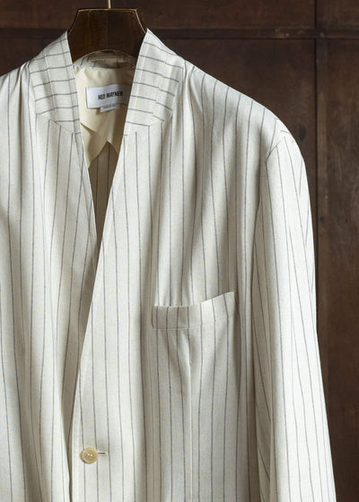 HED MAYNER PIN STRIPED VISCOSE/LINEN JACKET BEIGE PIN STRIPE HMMC15035AHC265