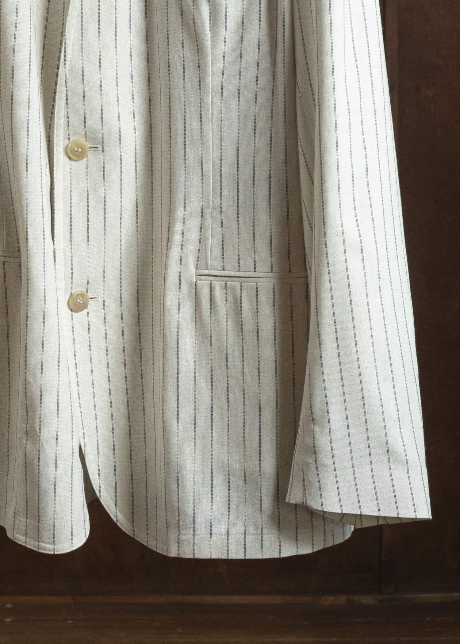 HED MAYNER PIN STRIPED VISCOSE/LINEN JACKET BEIGE PIN STRIPE HMMC15035AHC265
