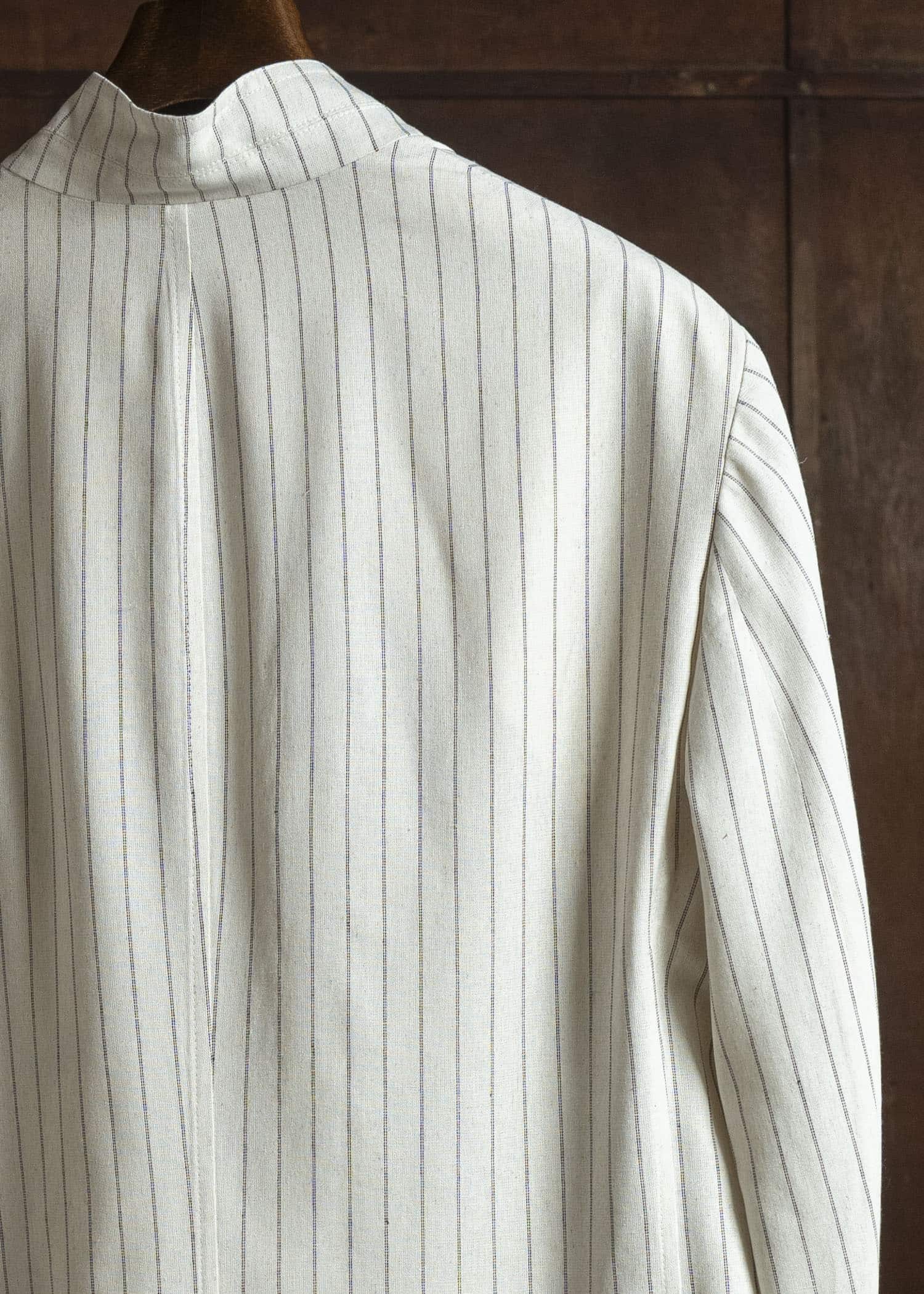 HED MAYNER PIN STRIPED VISCOSE/LINEN JACKET BEIGE PIN STRIPE HMMC15035AHC265